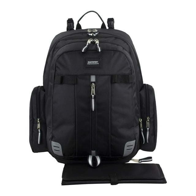 Eastsport Stylish Zipper Pockets Changing Pad Included Adjustable Shoulder Straps Insulated Pockets Backpack Diaper Bags, Black Eastsport Stylish Zipper Pockets Changing Pad Included Adjustable Shoulder Straps Insulated Pockets Backpack Diaper Bags, Black