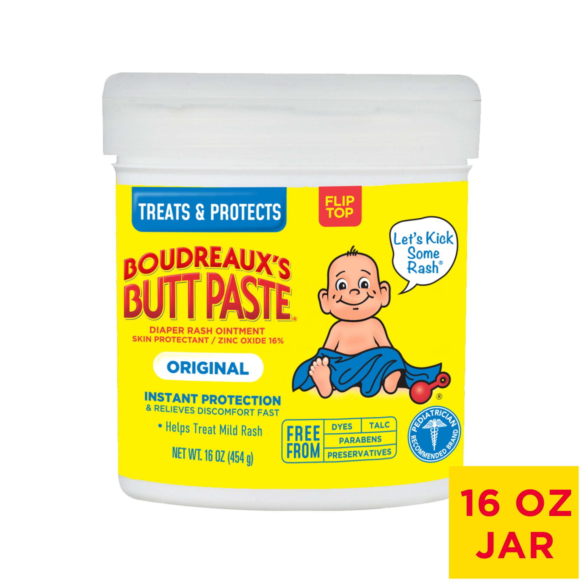 Boudreaux's Butt Paste Original Diaper Rash Cream, Ointment for Baby, 16 oz Flip-Top Jar Boudreaux's Butt Paste Original Diaper Rash Cream, Ointment for Baby, 16 oz Flip-Top Jar