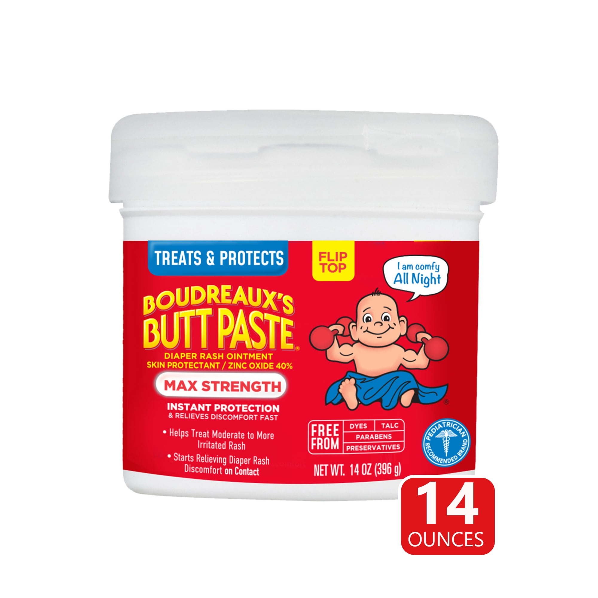 Boudreaux's Butt Paste Maximum Strength, Baby Diaper Rash Cream, Ointment, 14 oz Flip-Top Boudreaux's Butt Paste Maximum Strength, Baby Diaper Rash Cream, Ointment, 14 oz Flip-Top