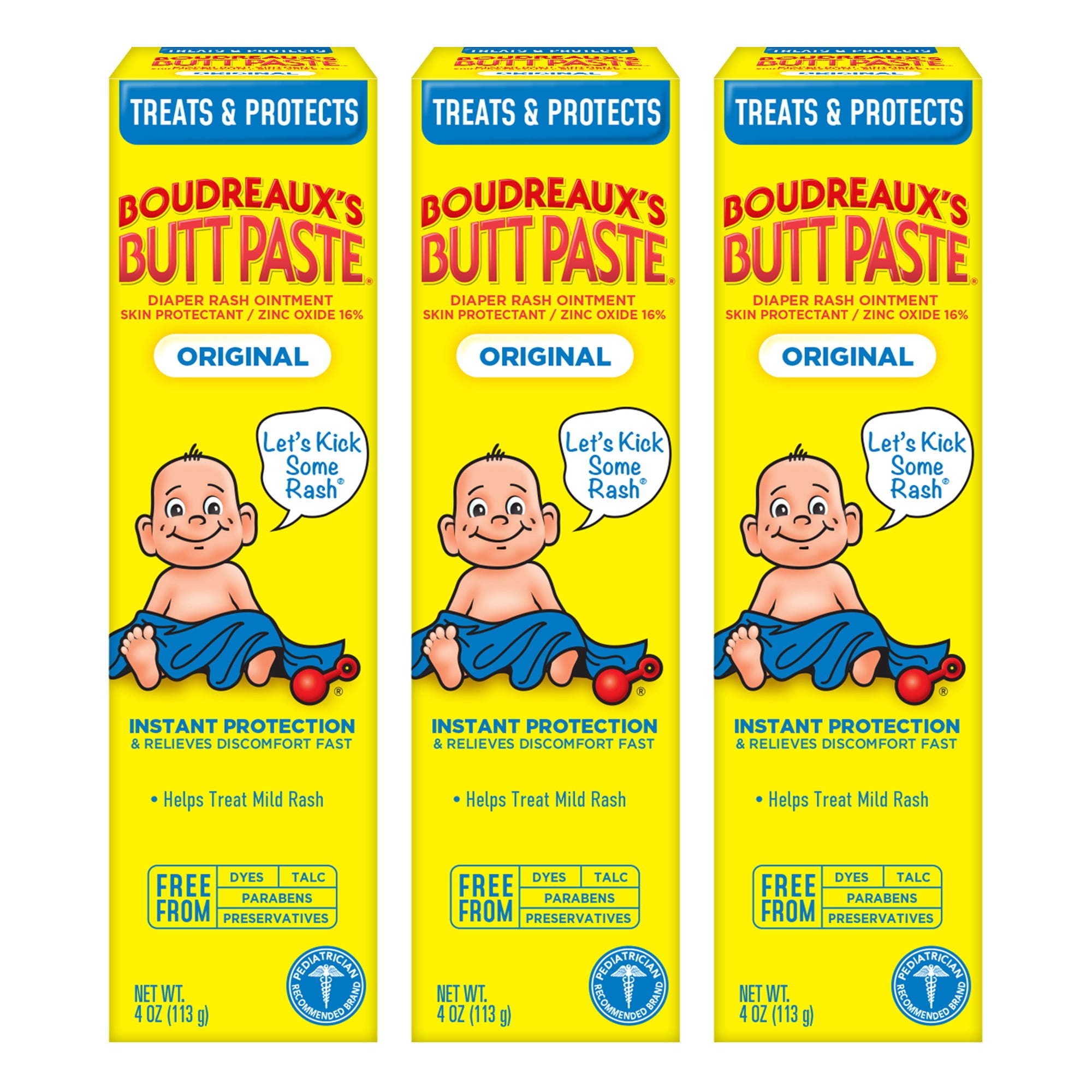 Boudreaux's Butt Paste Original Diaper Rash Cream, Ointment for Baby, 4 oz Tube, 3 Pack Boudreaux's Butt Paste Original Diaper Rash Cream, Ointment for Baby, 4 oz Tube, 3 Pack