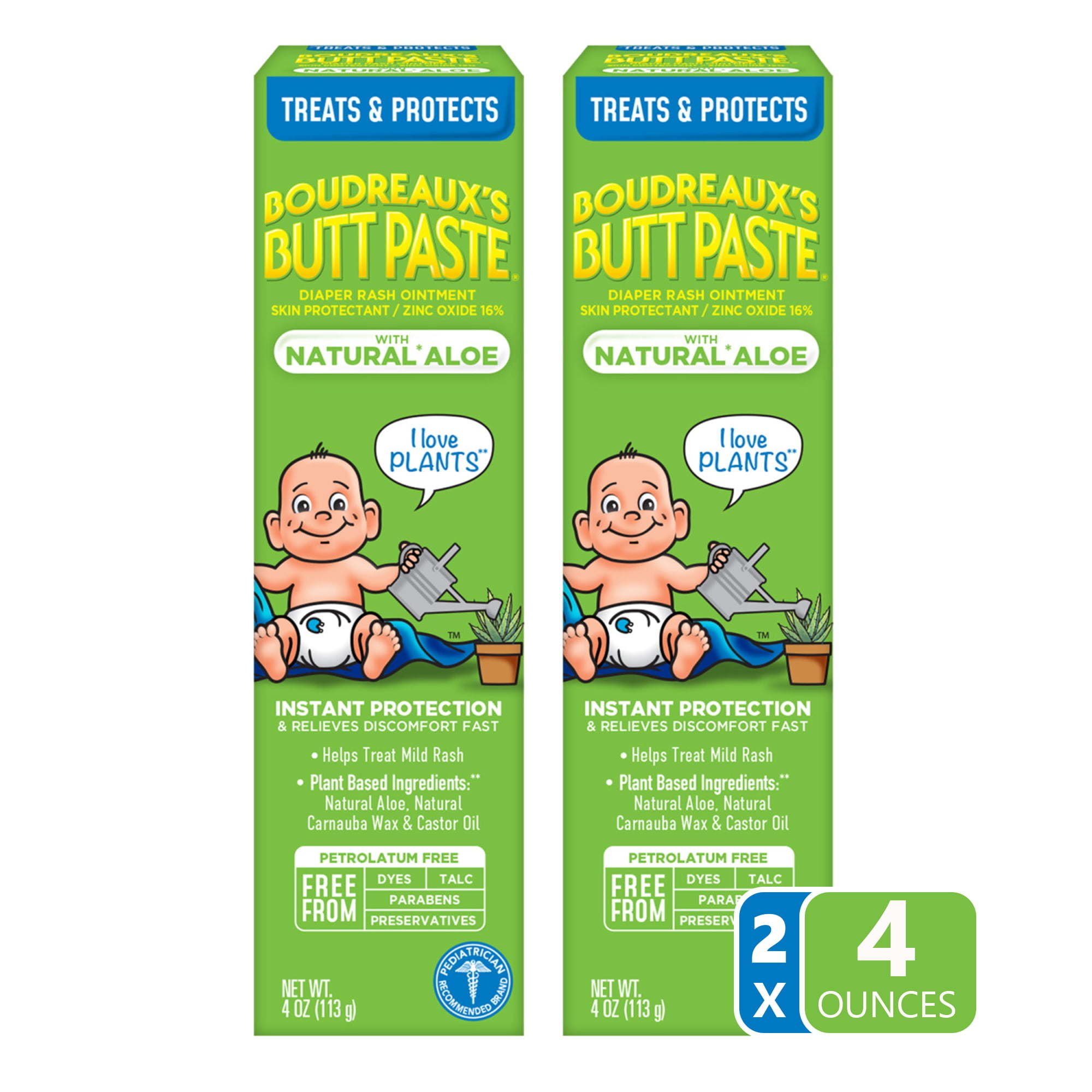 Boudreaux's Butt Paste with Natural* Aloe, Baby Diaper Rash Cream, Ointment, 4 oz, 2 Pack Boudreaux's Butt Paste with Natural* Aloe, Baby Diaper Rash Cream, Ointment, 4 oz, 2 Pack