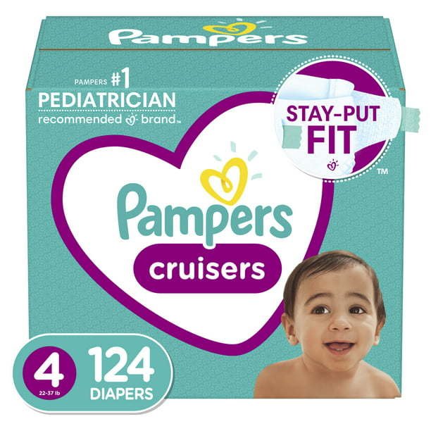 Pampers Cruisers Active Fit Taped Diapers Size 4, 124Count Pampers Cruisers Active Fit Taped Diapers Size 4, 124Count