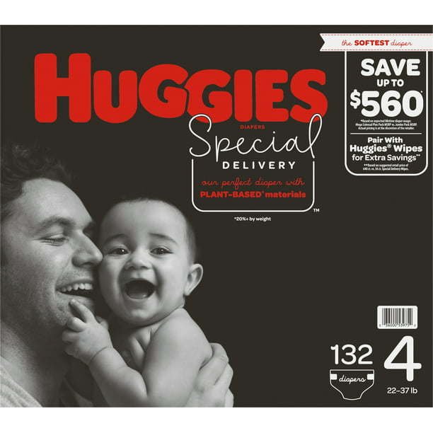 Huggies Special Delivery Hypoallergenic Baby Diapers Size 4; Count 132 Huggies Special Delivery Hypoallergenic Baby Diapers Size 4; Count 132