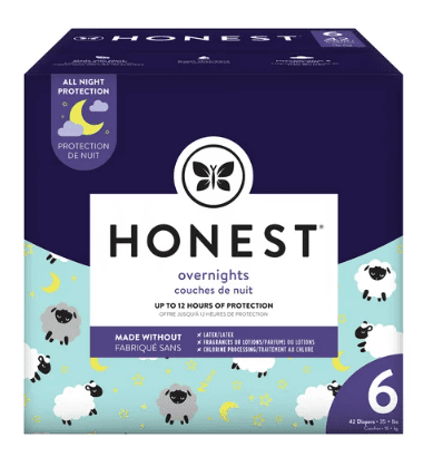 The Honest Company Overnight Baby Diapers, Sleepy Sheep, Size 6, 42 ct The Honest Company Overnight Baby Diapers, Sleepy Sheep, Size 6, 42 ct