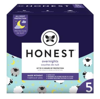 The Honest Company Overnight Baby Diapers, Sleepy Sheep, Size 5, 44 ct The Honest Company Overnight Baby Diapers, Sleepy Sheep, Size 5, 44 ct