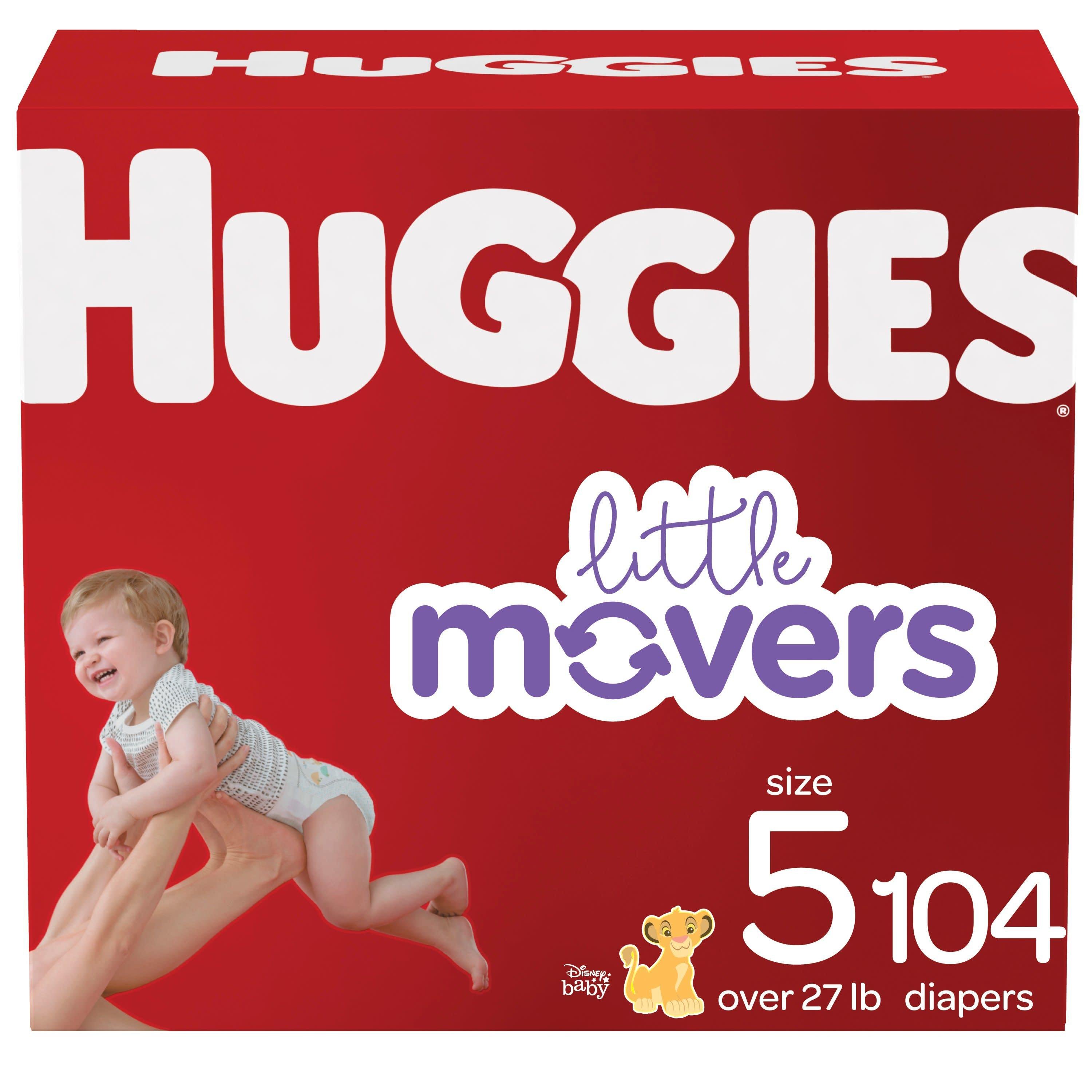 Huggies Little Movers Baby Diapers Size 5; Count 104 Huggies Little Movers Baby Diapers Size 5; Count 104