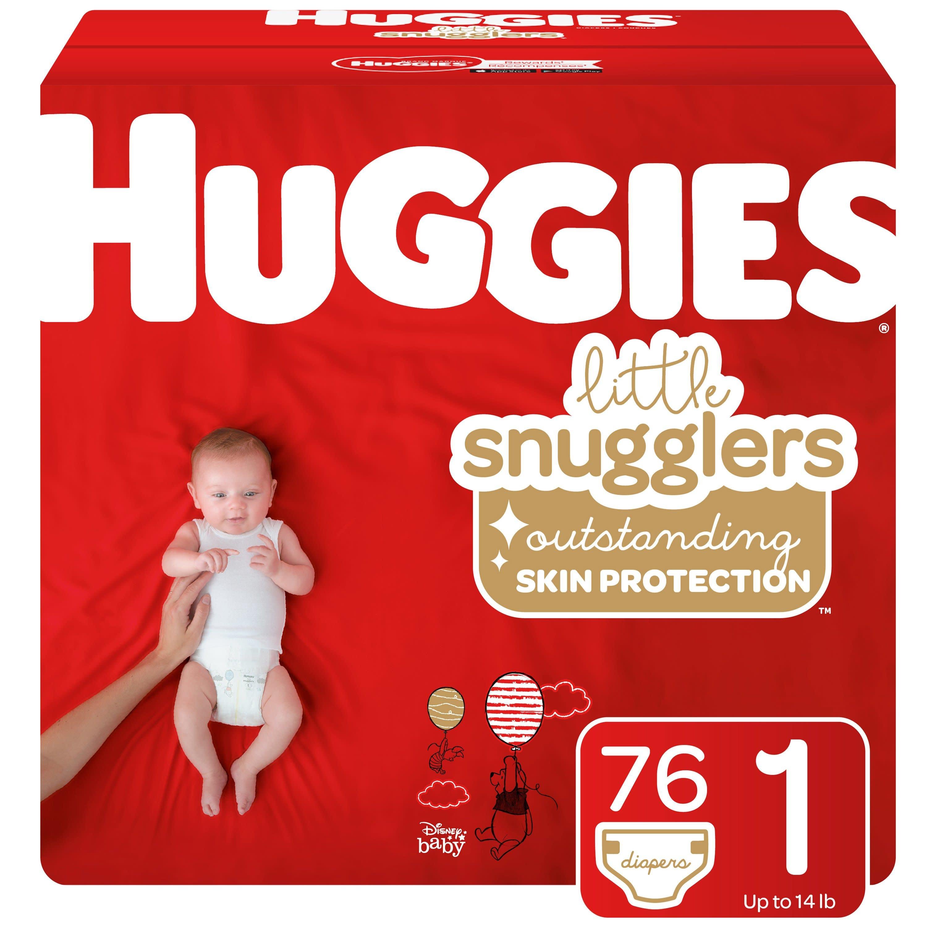Huggies Little Snugglers Baby Diapers Size 1; Count 76 Huggies Little Snugglers Baby Diapers Size 1; Count 76
