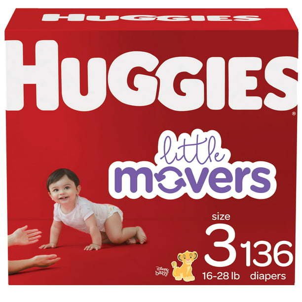 Huggies Little Movers Baby Diapers Size 3; Count 136 Huggies Little Movers Baby Diapers Size 3; Count 136