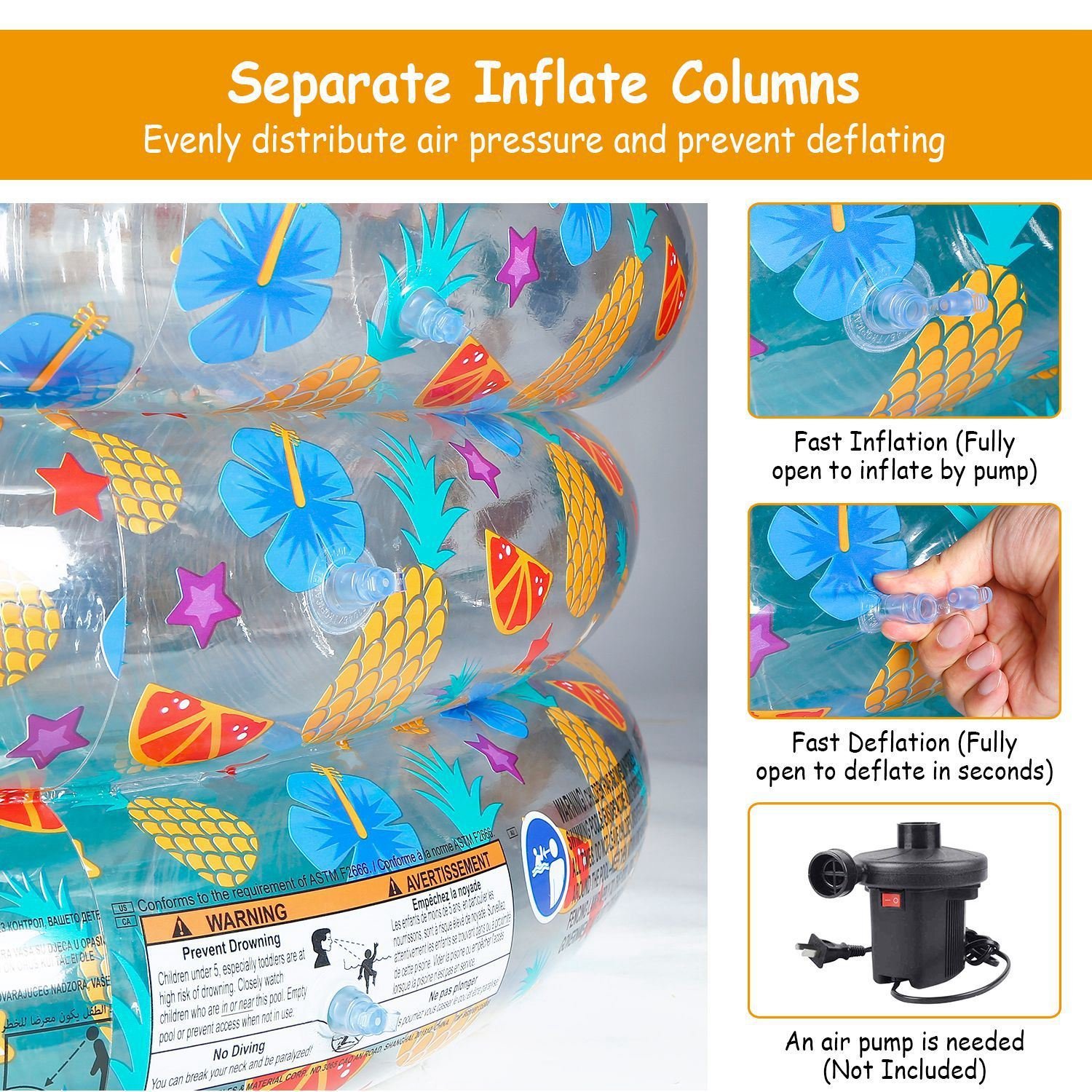 59x21in Inflatable Swimming Pool Blow Up Family Pool For 3 Kids Foldable Swim Ball Pool Center 59x21in Inflatable Swimming Pool Blow Up Family Pool For 3 Kids Foldable Swim Ball Pool Center