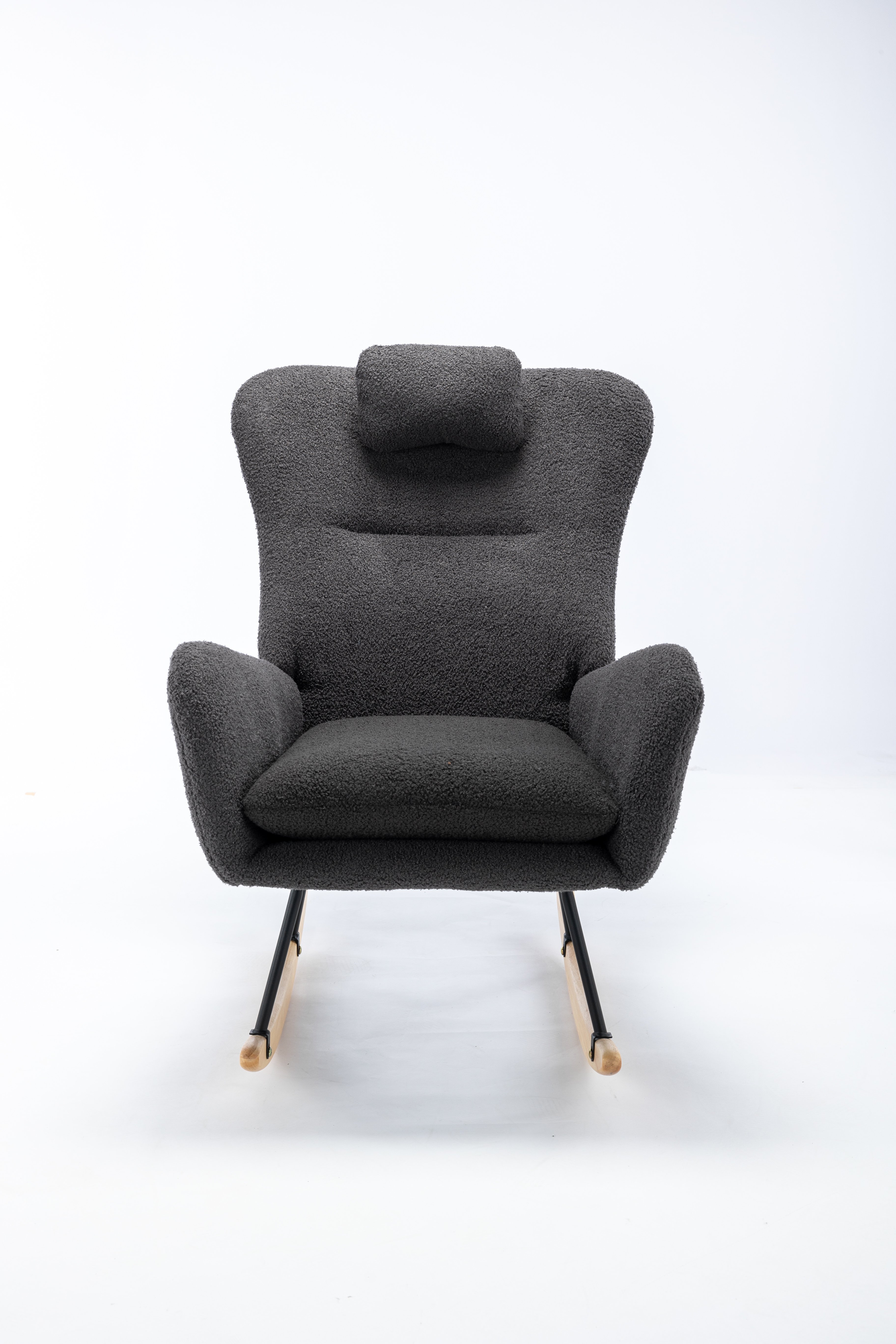 35.5 inch Rocking Chair, Soft Teddy Velvet Fabric Rocking Chair for Nursery 35.5 inch Rocking Chair, Soft Teddy Velvet Fabric Rocking Chair for Nursery