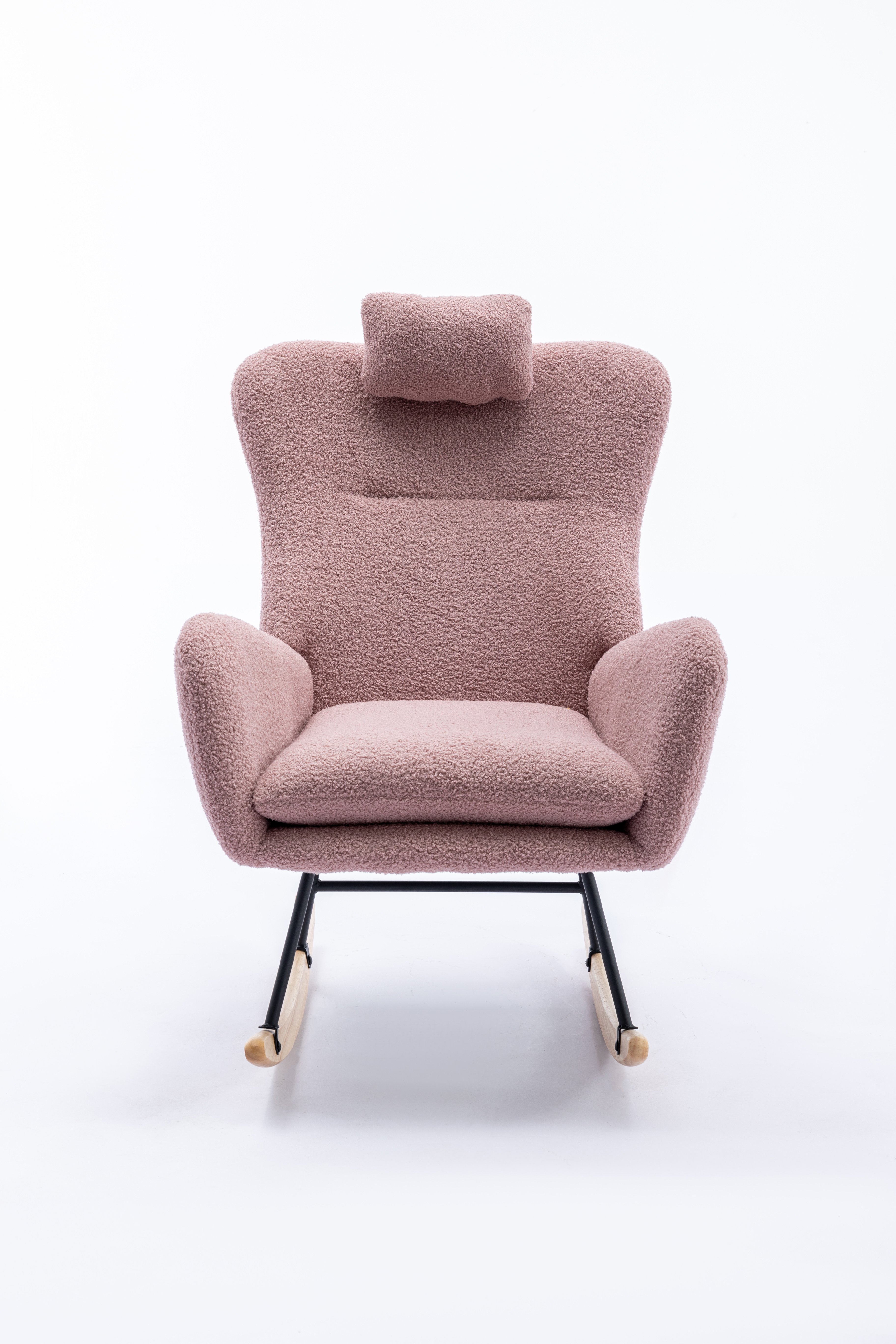 35.5 inch Rocking Chair, Soft Teddy Velvet Fabric Rocking Chair for Nursery 35.5 inch Rocking Chair, Soft Teddy Velvet Fabric Rocking Chair for Nursery